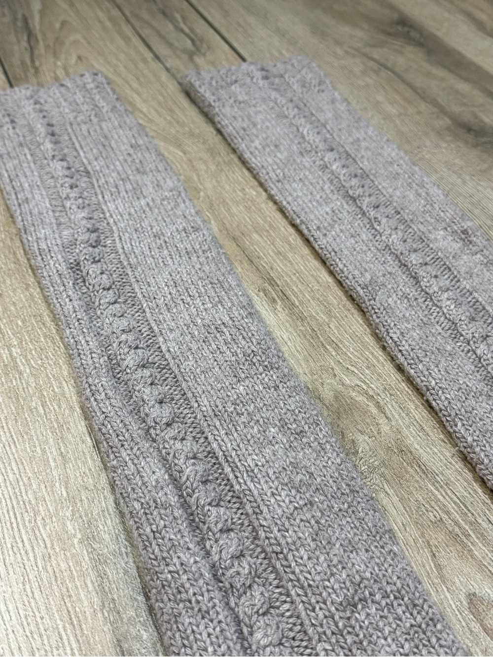 HUE Cable Knit Leg Warmers Taupe 24” Long Cozy Balletcore Boot Socks